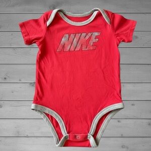 Nike Red and Gray Baby Bodysuit
